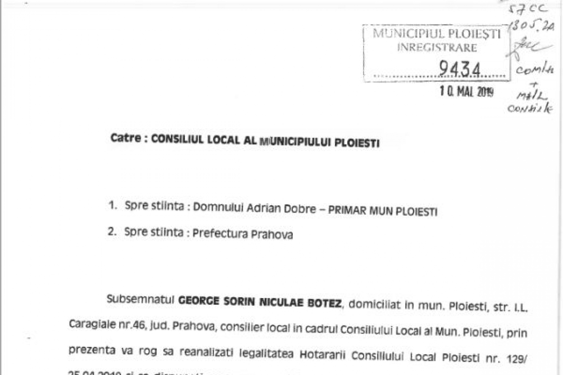 Citește aici documentul prin care avocatul George Botez contestă legalitatea hotărârii prin care se scumpește gigacaloria în Ploiești!