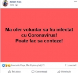 Mesajul cutremurător al unui prahovean din Lipănești: Mă ofer voluntar să fiu infectat cu Coronavirus! Poate fac să conteze!