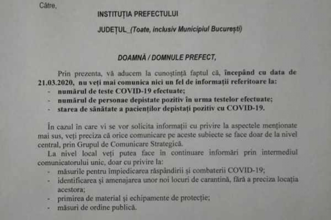 Dacă nu e fake news e mai rău! Guvernul ar fi interzis prefecturilor să dea informații despre epidemia de coronavirus
