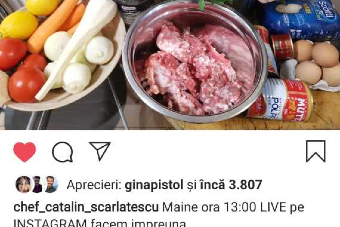 Mâine la prânz gătești ciorbă de perișoare în direct cu chef Cătălin Scărlătescu