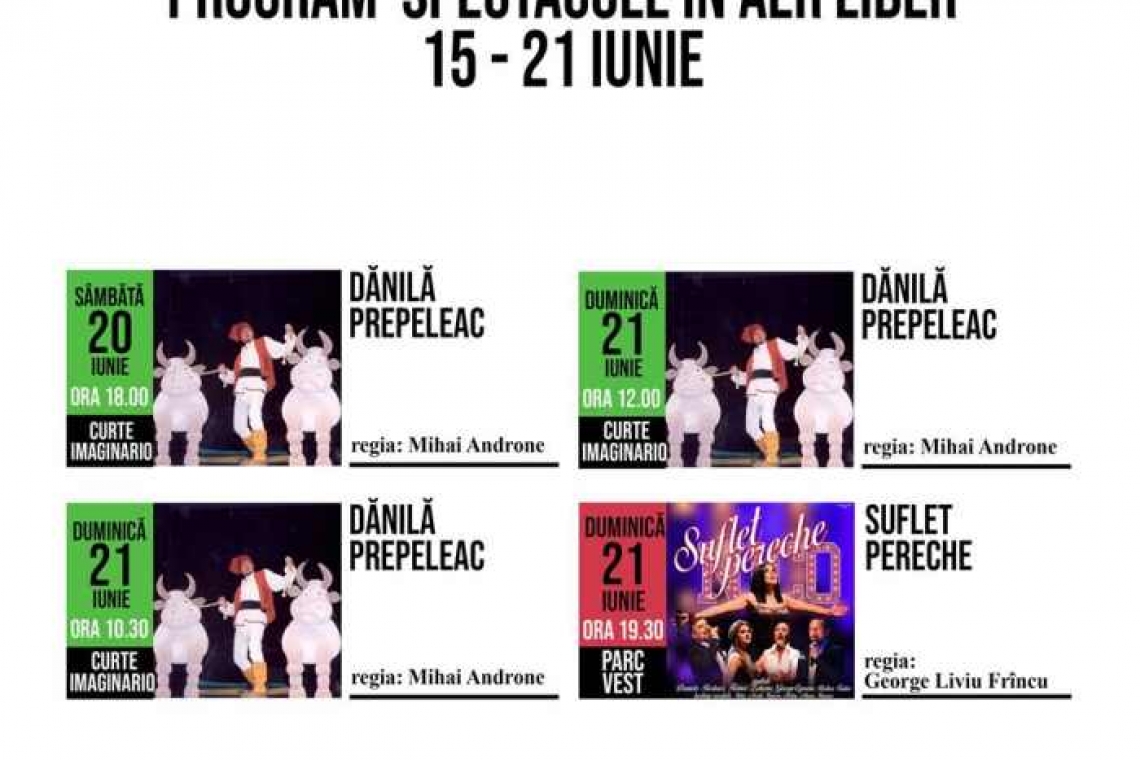 Programul spectacolelor în aer liber ale Teatrului ”Toma Caragiu” din Ploiești