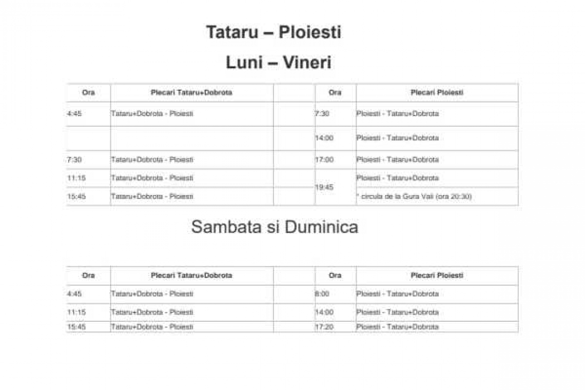 Prahovenii din comuna Tătaru reclamă nerespectarea programului de transport intrajudețean